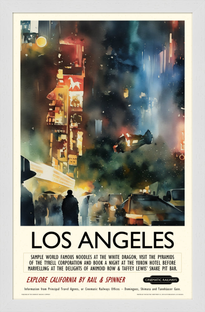 Los Angeles - a vintage travel poster inspired by your favourite film / movie - Cinematic Railways
