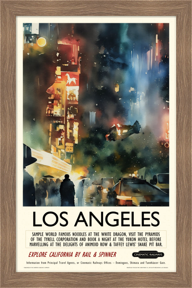 Los Angeles - a vintage travel poster inspired by your favourite film / movie - Cinematic Railways