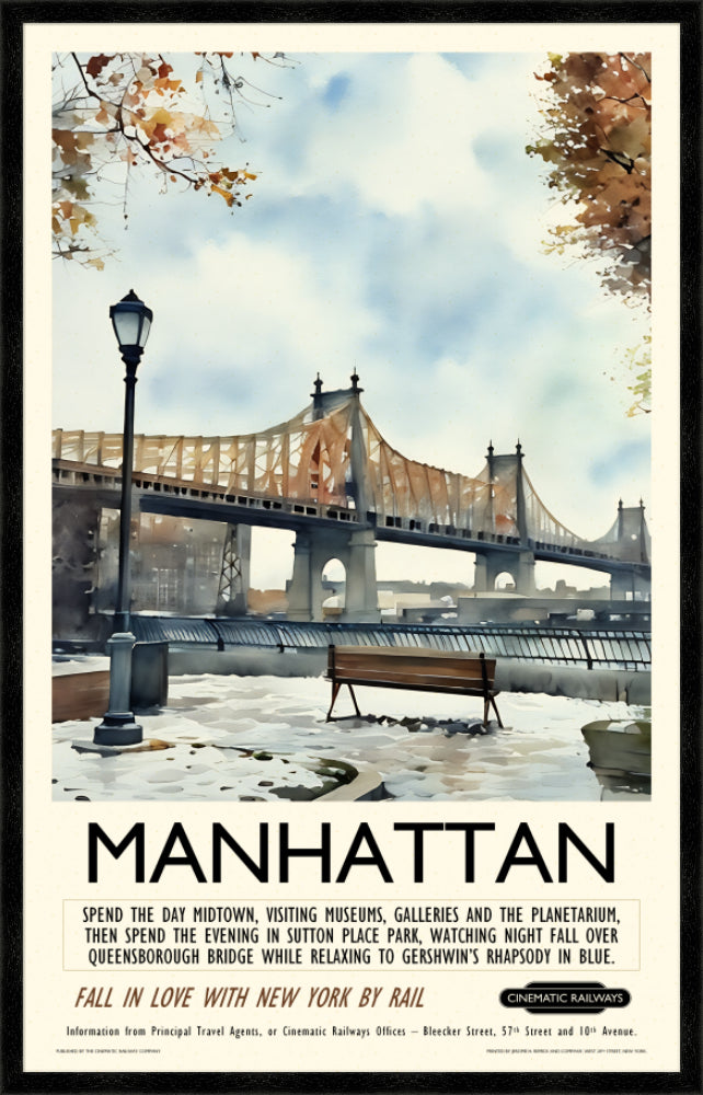 Manhattan - a vintage travel poster inspired by your favourite film / movie - Cinematic Railways