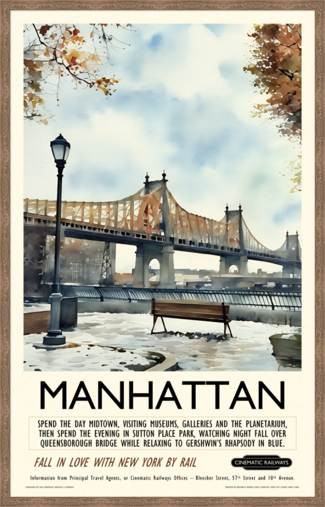 Manhattan - a vintage travel poster inspired by your favourite film / movie - Cinematic Railways