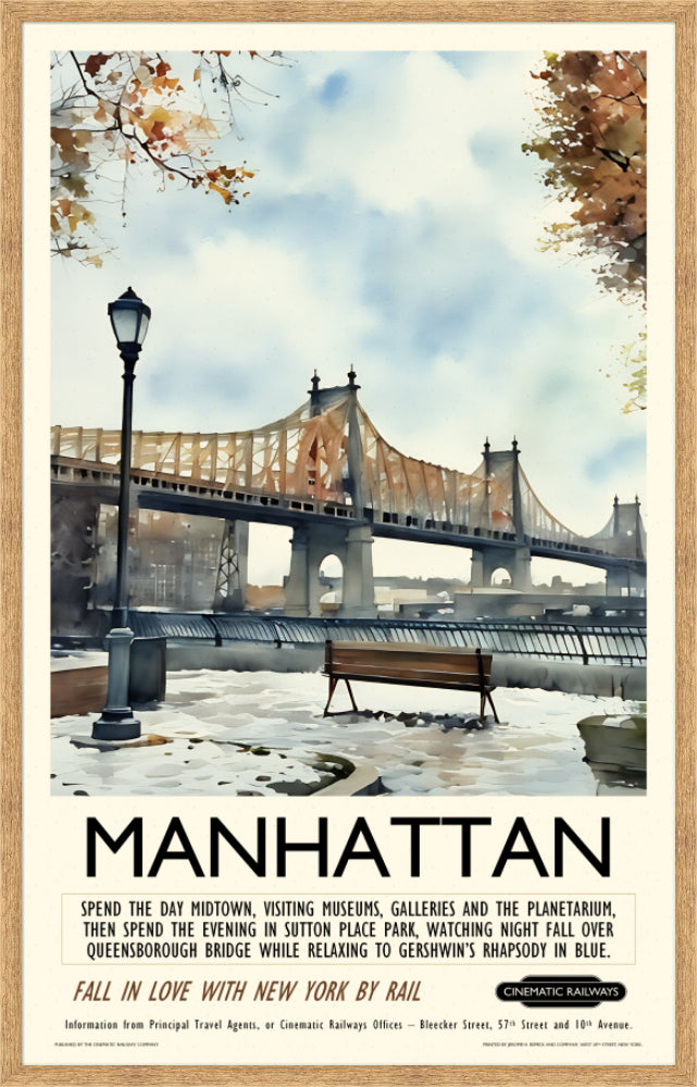 Manhattan - a vintage travel poster inspired by your favourite film / movie - Cinematic Railways