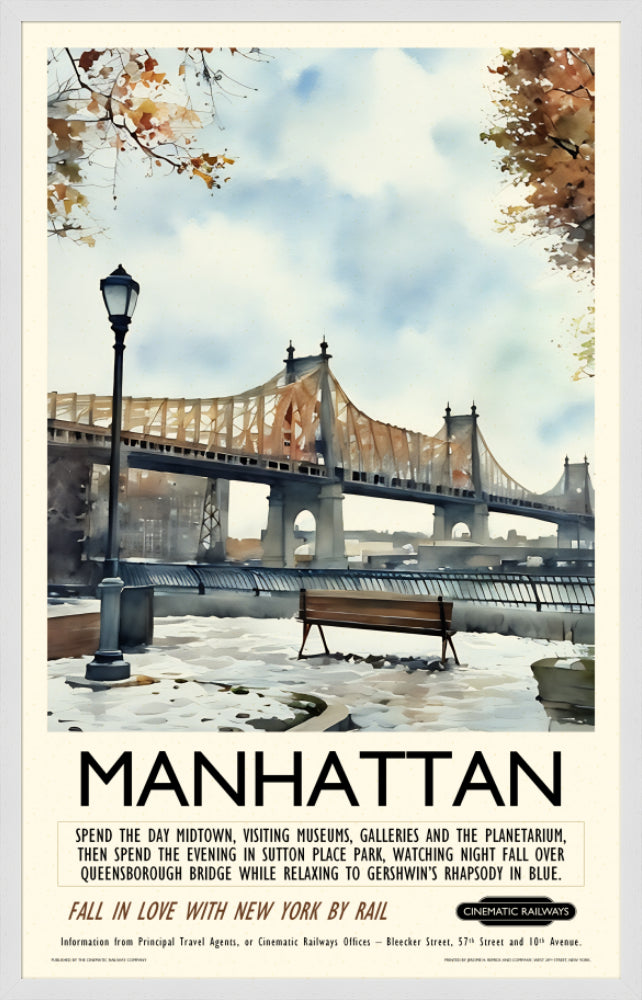Manhattan - a vintage travel poster inspired by your favourite film / movie - Cinematic Railways