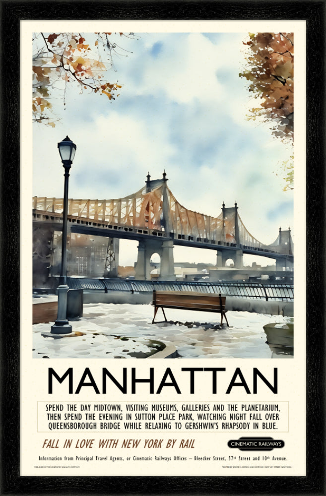 Manhattan - a vintage travel poster inspired by your favourite film / movie - Cinematic Railways