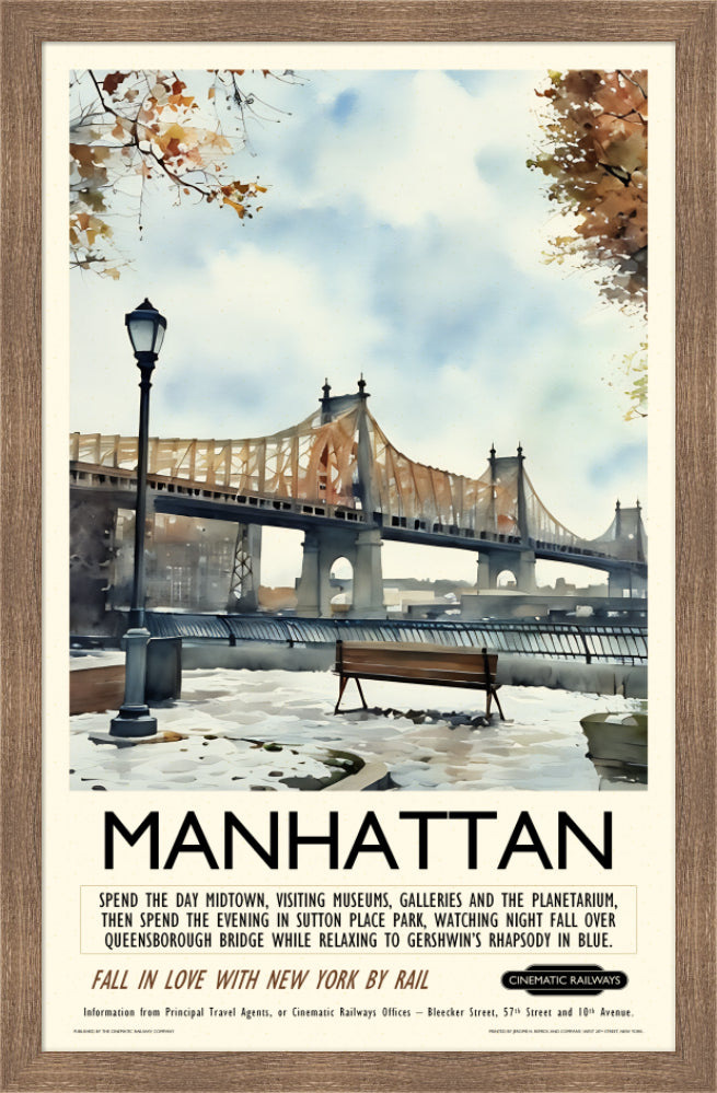 Manhattan - a vintage travel poster inspired by your favourite film / movie - Cinematic Railways