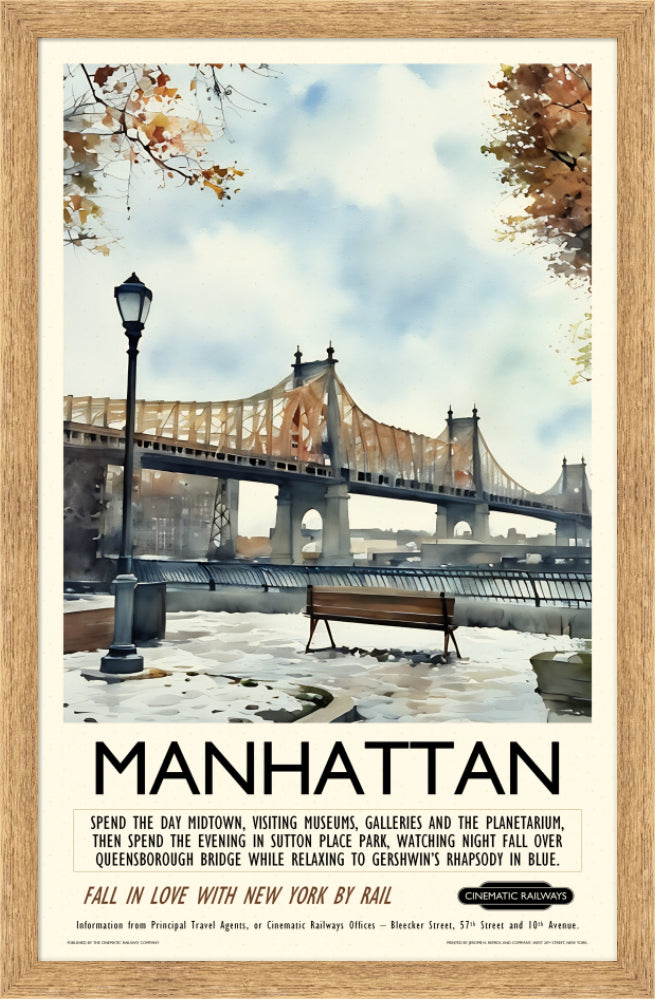 Manhattan - a vintage travel poster inspired by your favourite film / movie - Cinematic Railways