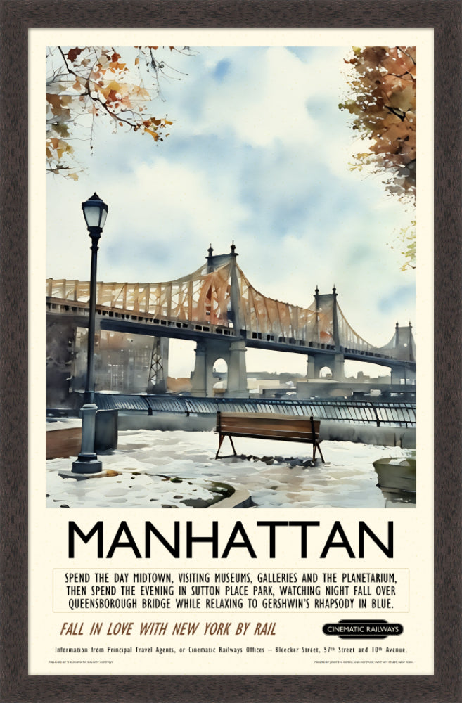 Manhattan - a vintage travel poster inspired by your favourite film / movie - Cinematic Railways