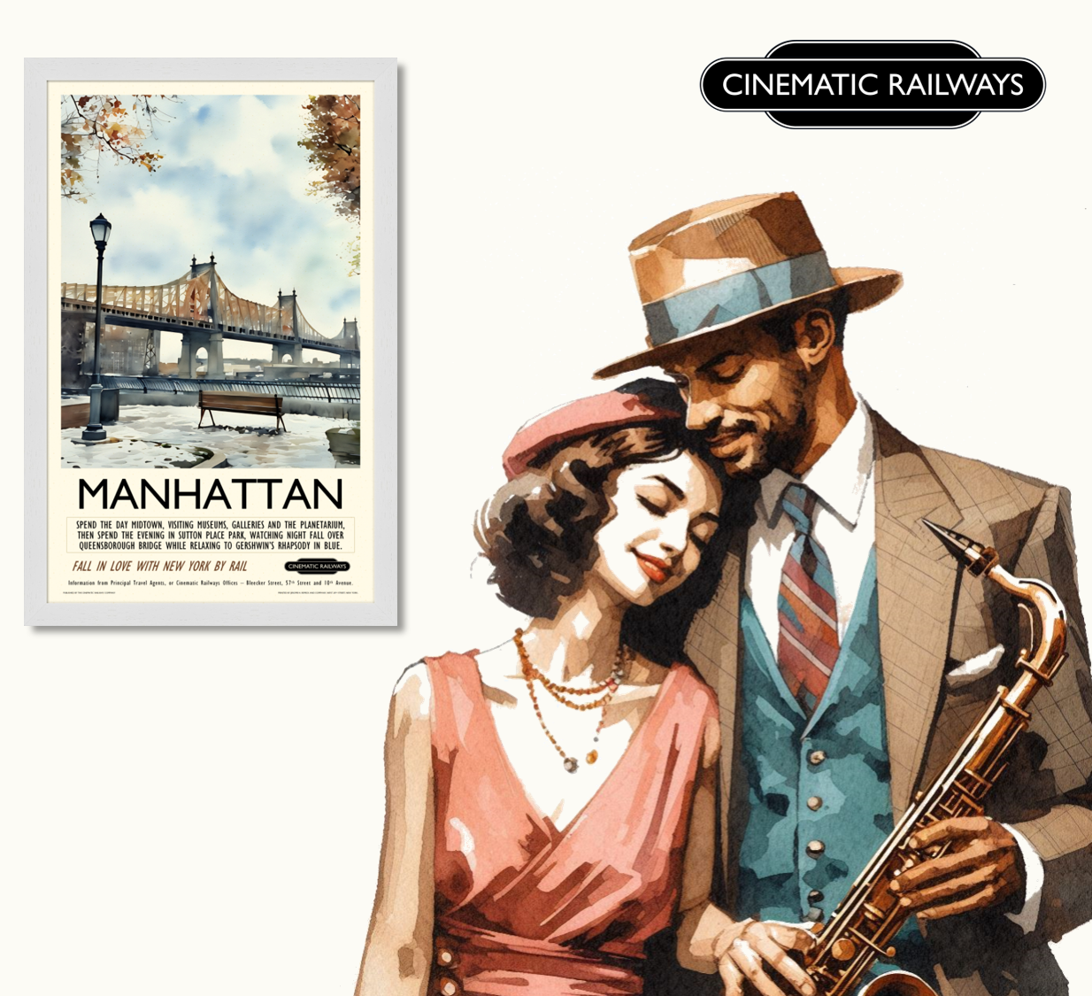 Manhattan - a vintage travel poster inspired by your favourite film / movie - Cinematic Railways