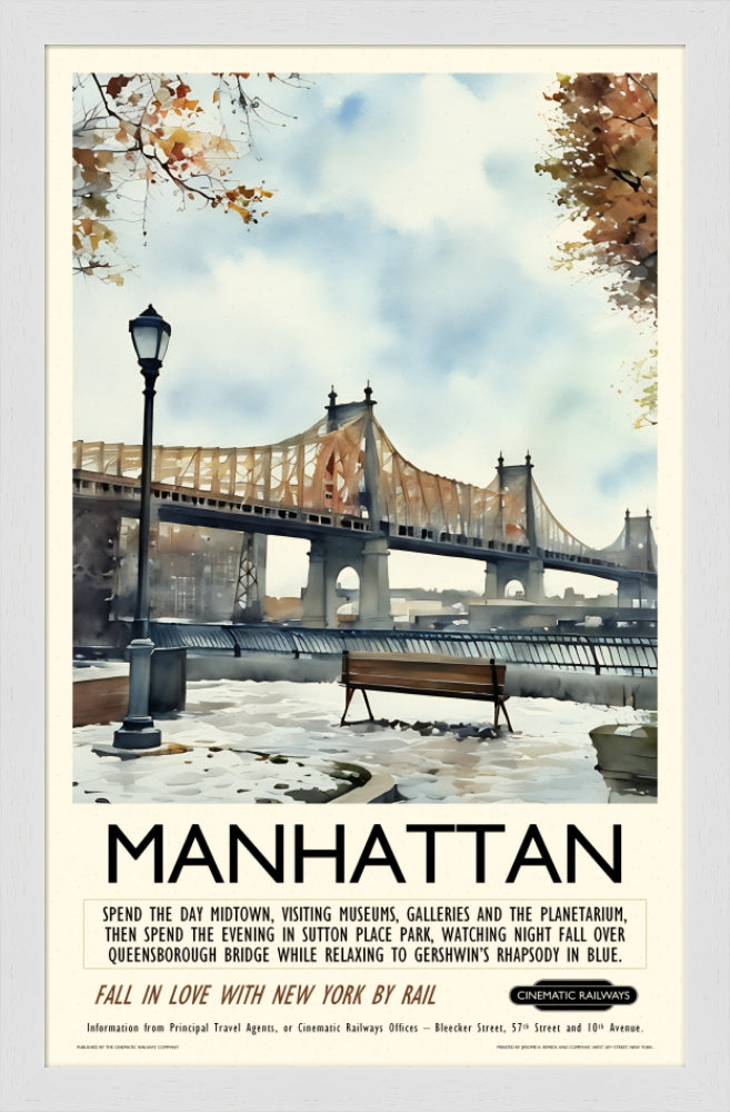 Manhattan - a vintage travel poster inspired by your favourite film / movie - Cinematic Railways