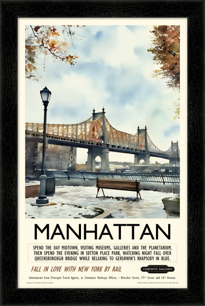 Manhattan - a vintage travel poster inspired by your favourite film / movie - Cinematic Railways