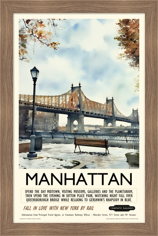 Manhattan - a vintage travel poster inspired by your favourite film / movie - Cinematic Railways