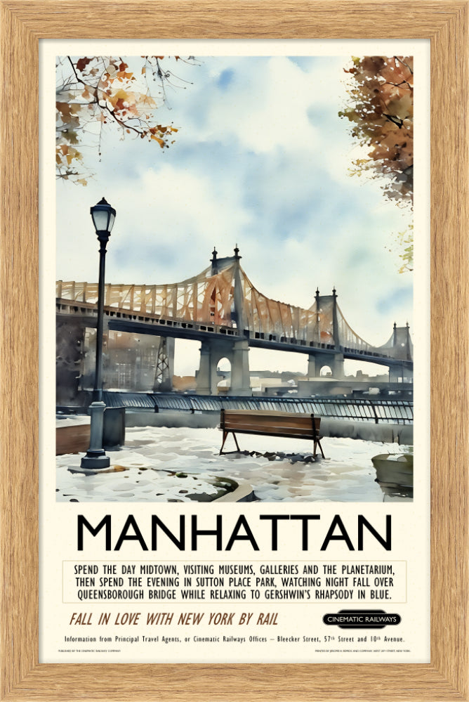 Manhattan - a vintage travel poster inspired by your favourite film / movie - Cinematic Railways