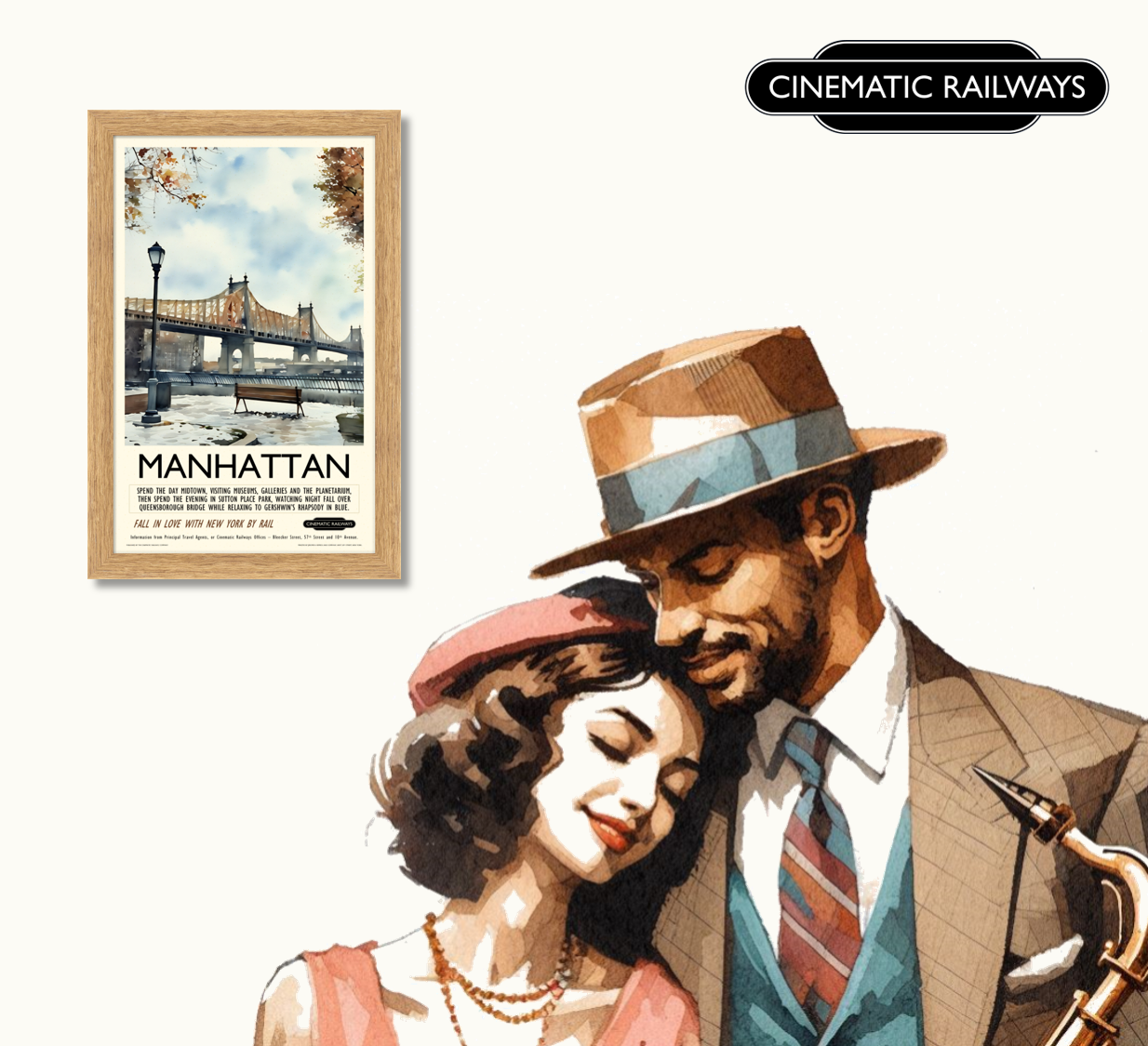 Manhattan - a vintage travel poster inspired by your favourite film / movie - Cinematic Railways