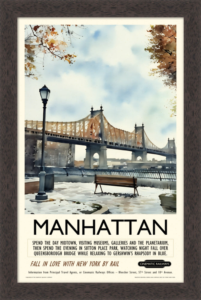 Manhattan - a vintage travel poster inspired by your favourite film / movie - Cinematic Railways