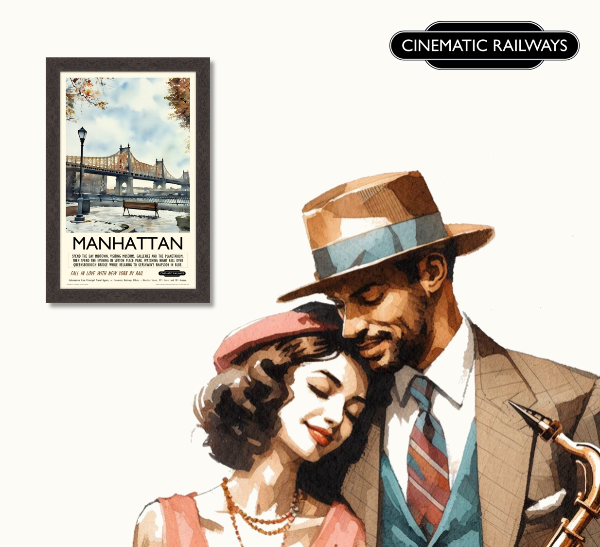 Manhattan - a vintage travel poster inspired by your favourite film / movie - Cinematic Railways