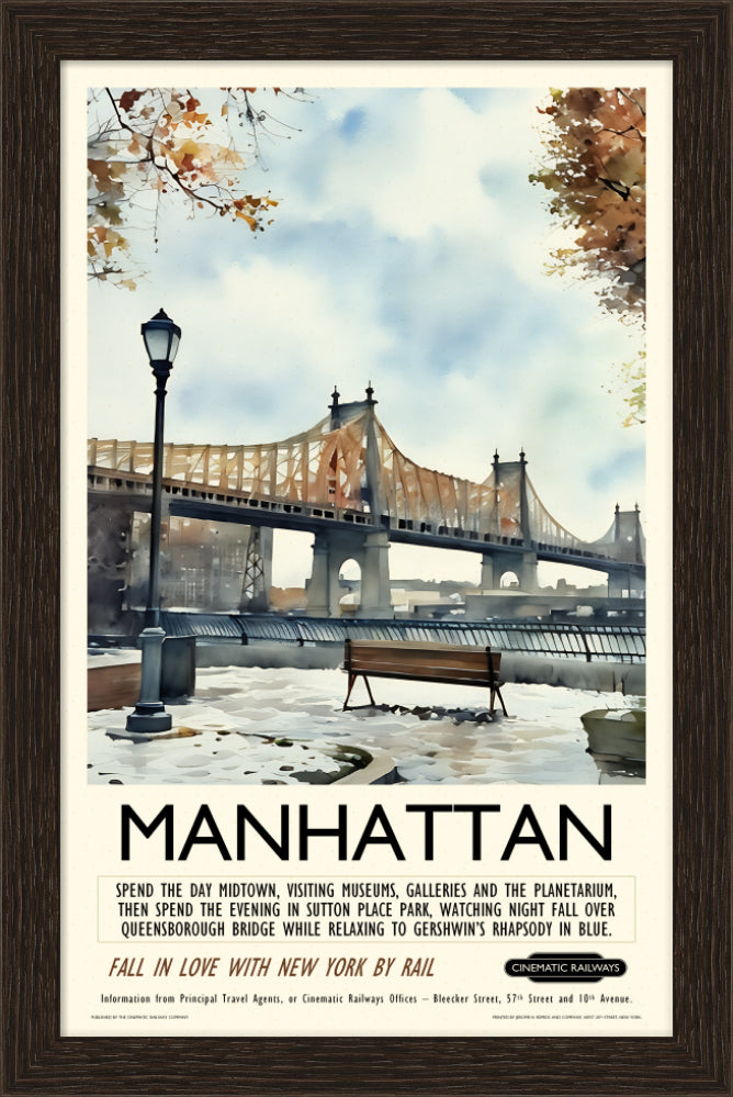 Manhattan - a vintage travel poster inspired by your favourite film / movie - Cinematic Railways