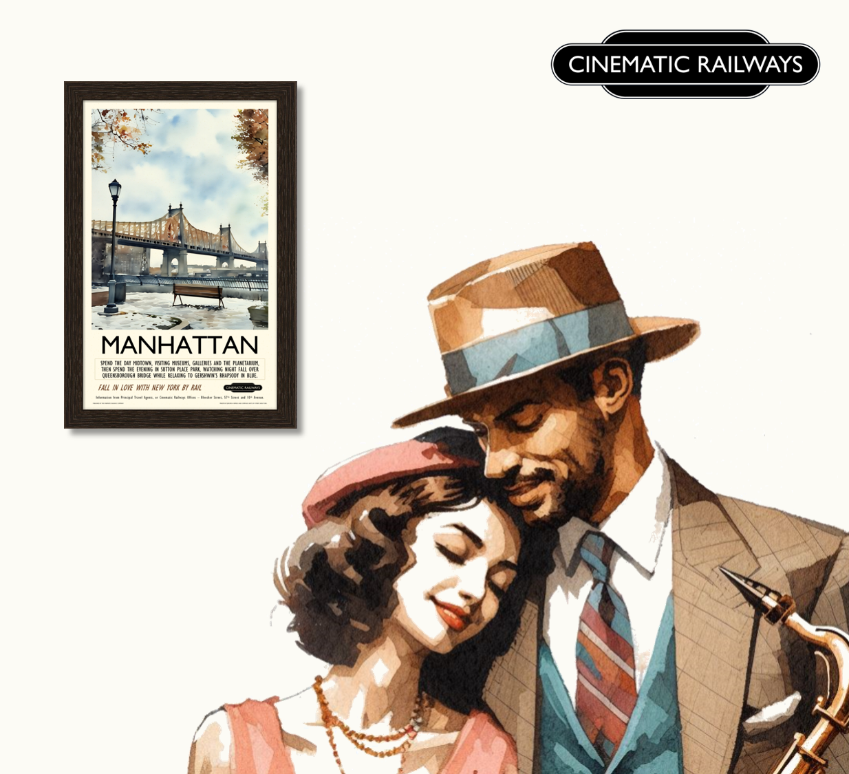 Manhattan - a vintage travel poster inspired by your favourite film / movie - Cinematic Railways