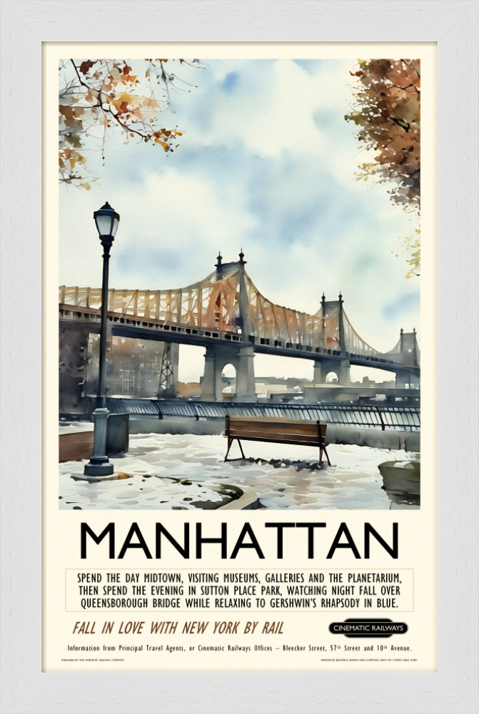 Manhattan - a vintage travel poster inspired by your favourite film / movie - Cinematic Railways