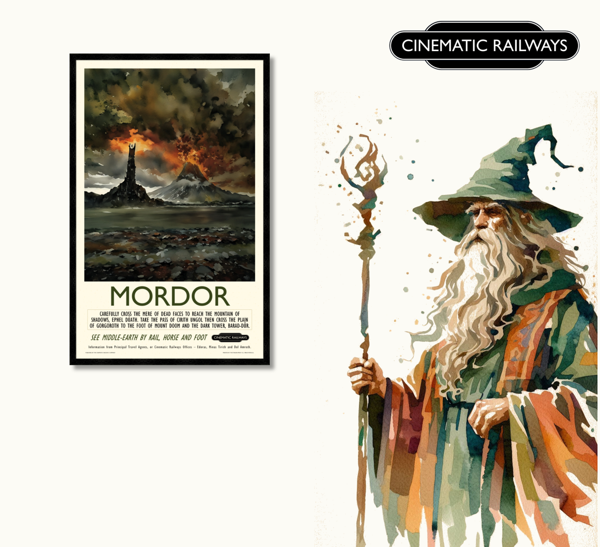 Mordor - a vintage travel poster inspired by your favourite film / movie - Cinematic Railways
