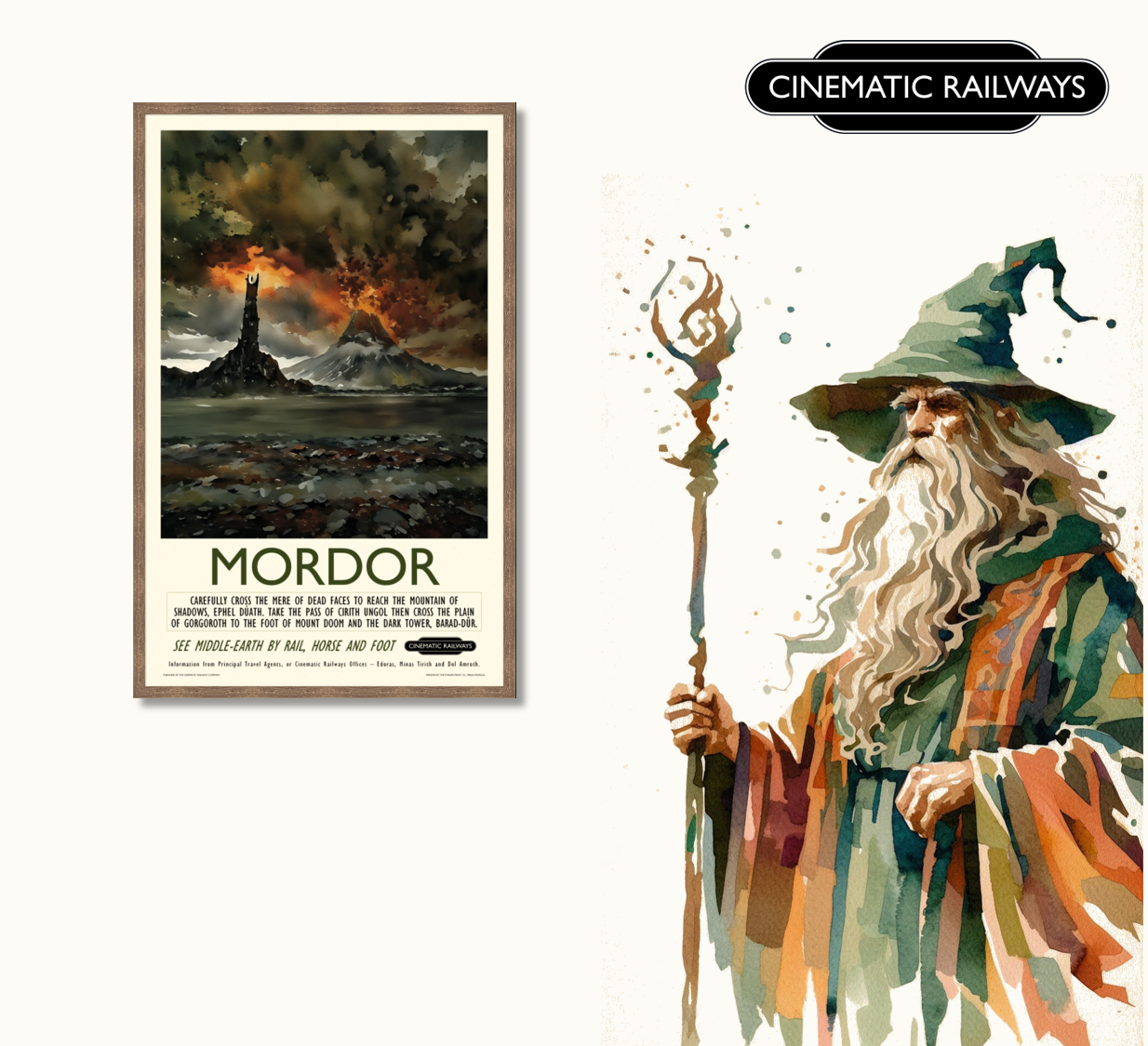 Mordor - a vintage travel poster inspired by your favourite film / movie - Cinematic Railways