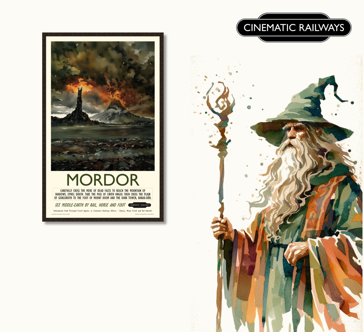 Mordor - a vintage travel poster inspired by your favourite film / movie - Cinematic Railways