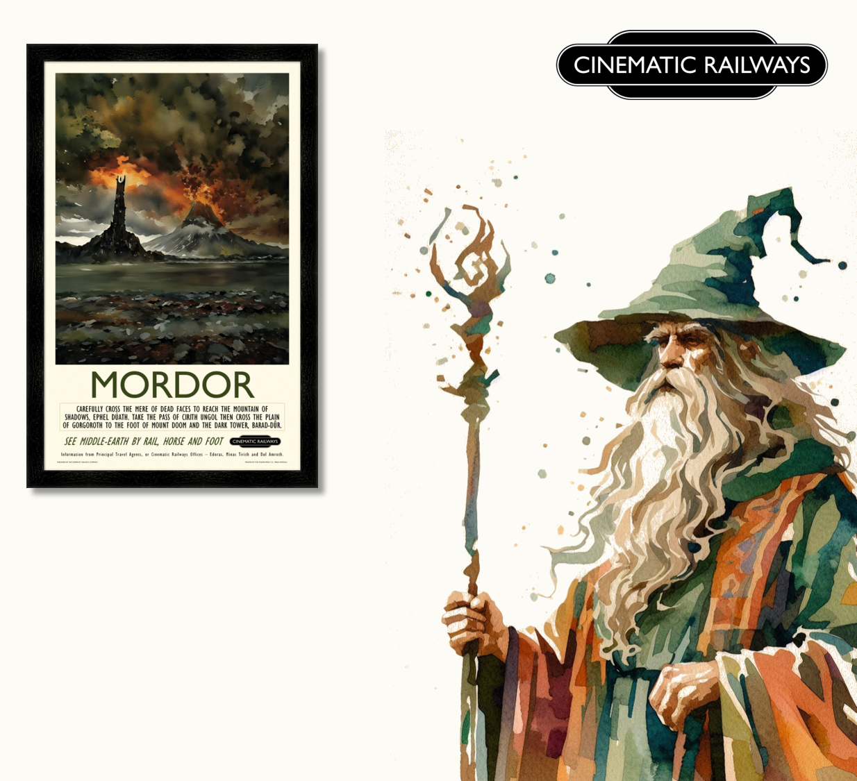 Mordor - a vintage travel poster inspired by your favourite film / movie - Cinematic Railways