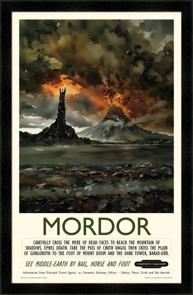 Mordor - a vintage travel poster inspired by your favourite film / movie - Cinematic Railways