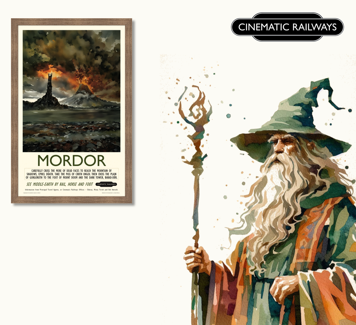 Mordor - a vintage travel poster inspired by your favourite film / movie - Cinematic Railways