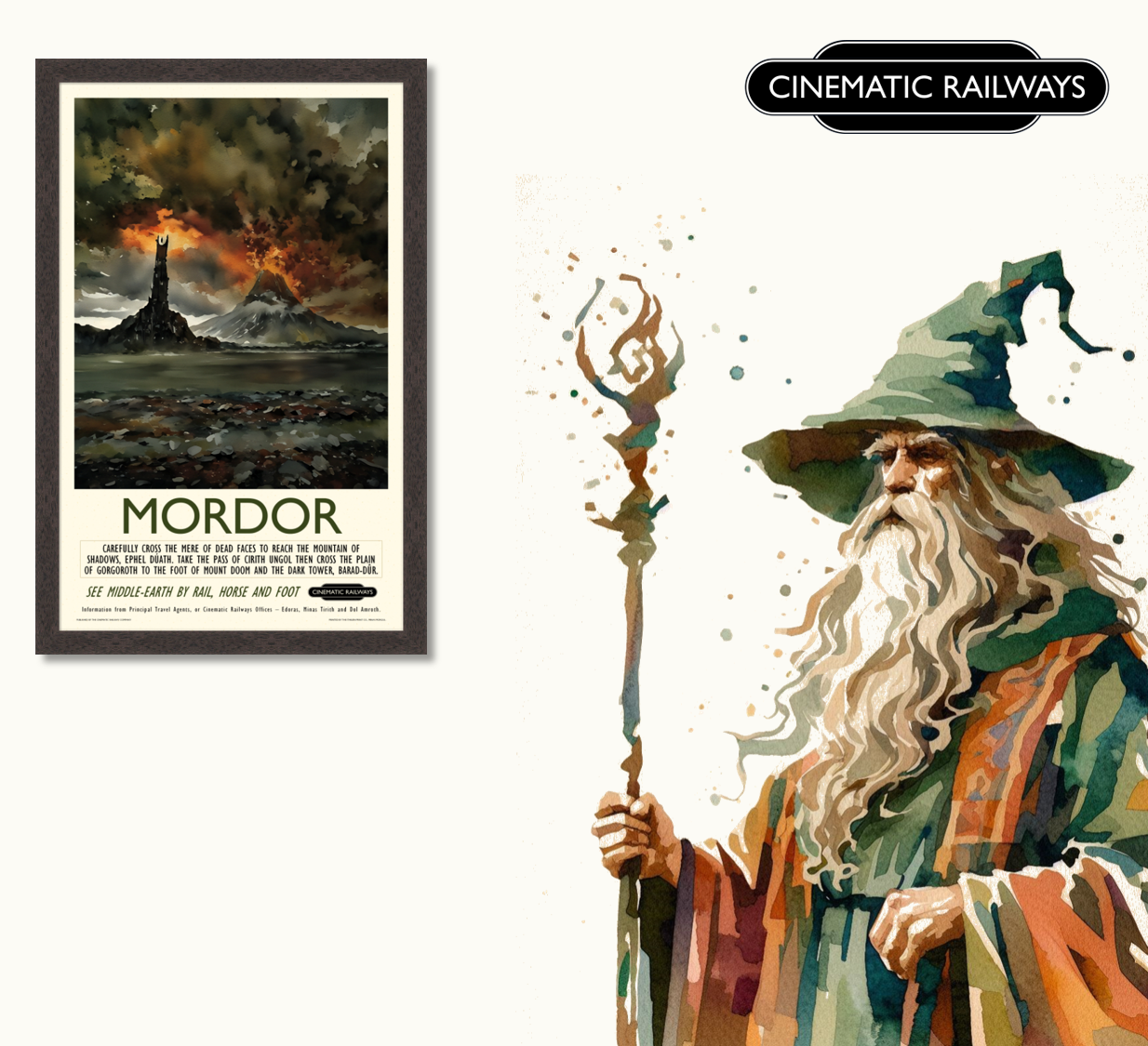 Mordor - a vintage travel poster inspired by your favourite film / movie - Cinematic Railways