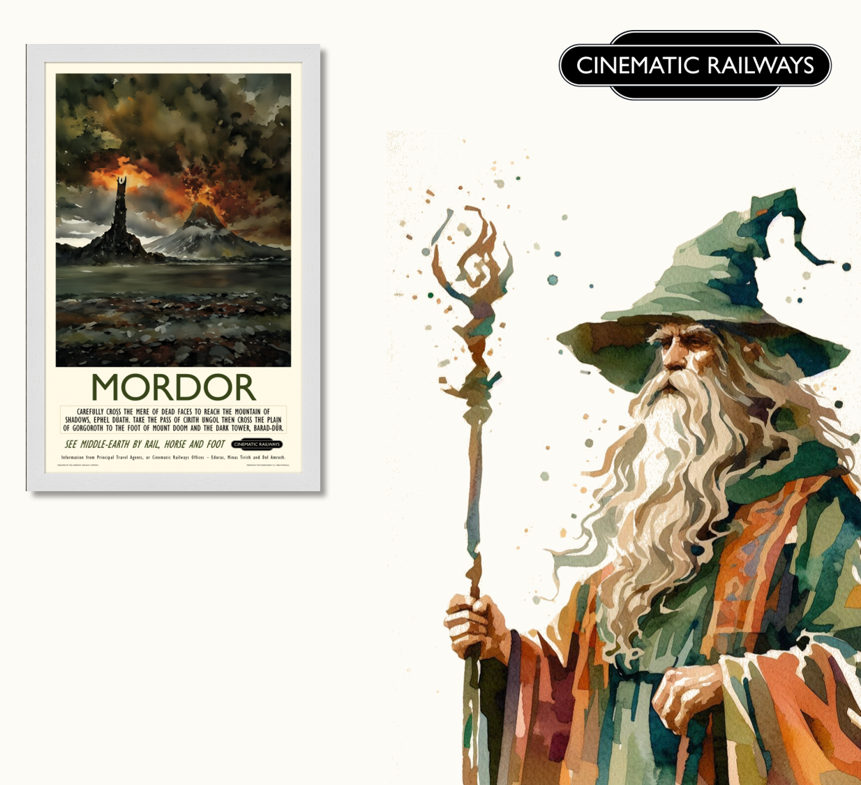 Mordor - a vintage travel poster inspired by your favourite film / movie - Cinematic Railways