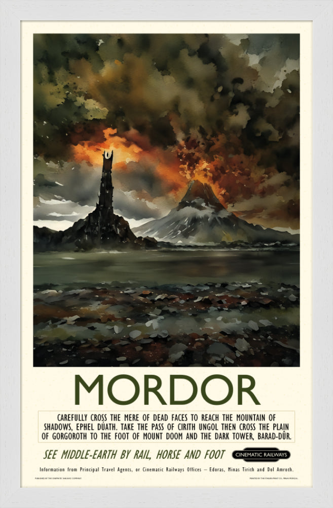 Mordor - a vintage travel poster inspired by your favourite film / movie - Cinematic Railways