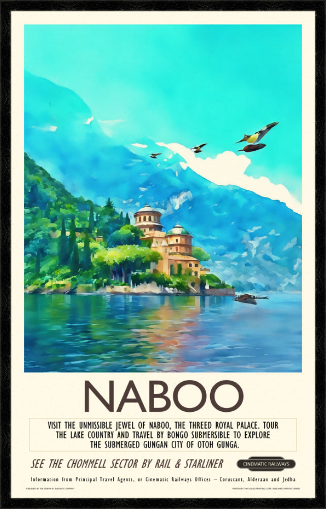 Naboo - a vintage travel poster inspired by your favourite film / movie - Cinematic Railways