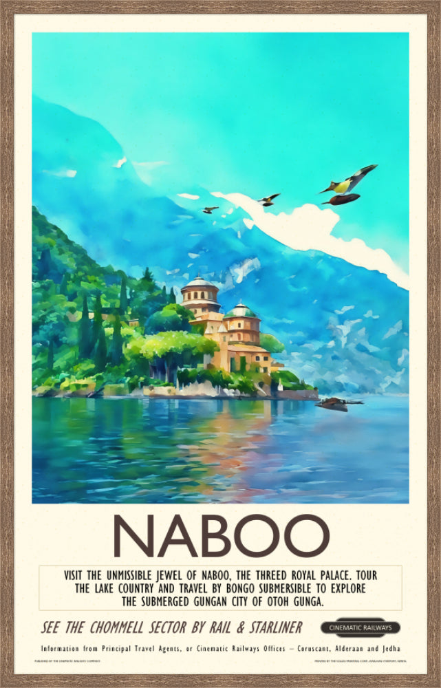 Naboo - a vintage travel poster inspired by your favourite film / movie - Cinematic Railways