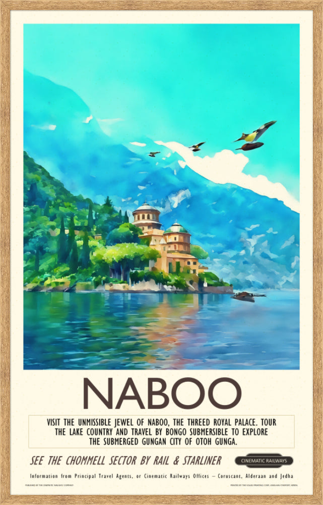 Naboo - a vintage travel poster inspired by your favourite film / movie - Cinematic Railways