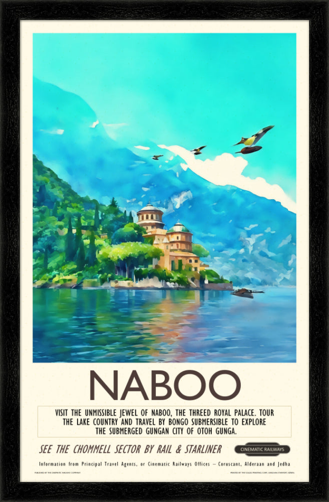 Naboo - a vintage travel poster inspired by your favourite film / movie - Cinematic Railways