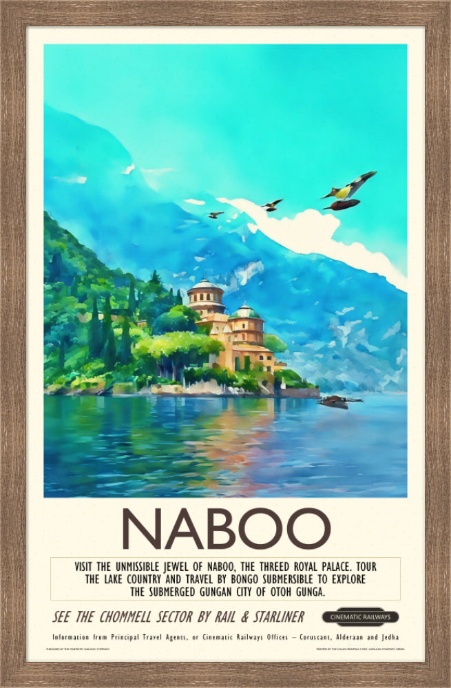Naboo - a vintage travel poster inspired by your favourite film / movie - Cinematic Railways
