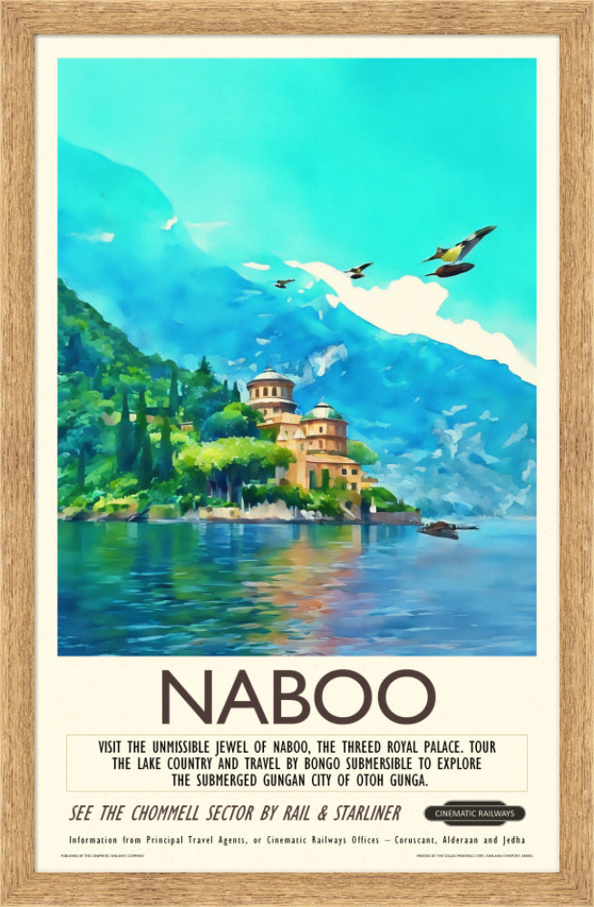 Naboo - a vintage travel poster inspired by your favourite film / movie - Cinematic Railways
