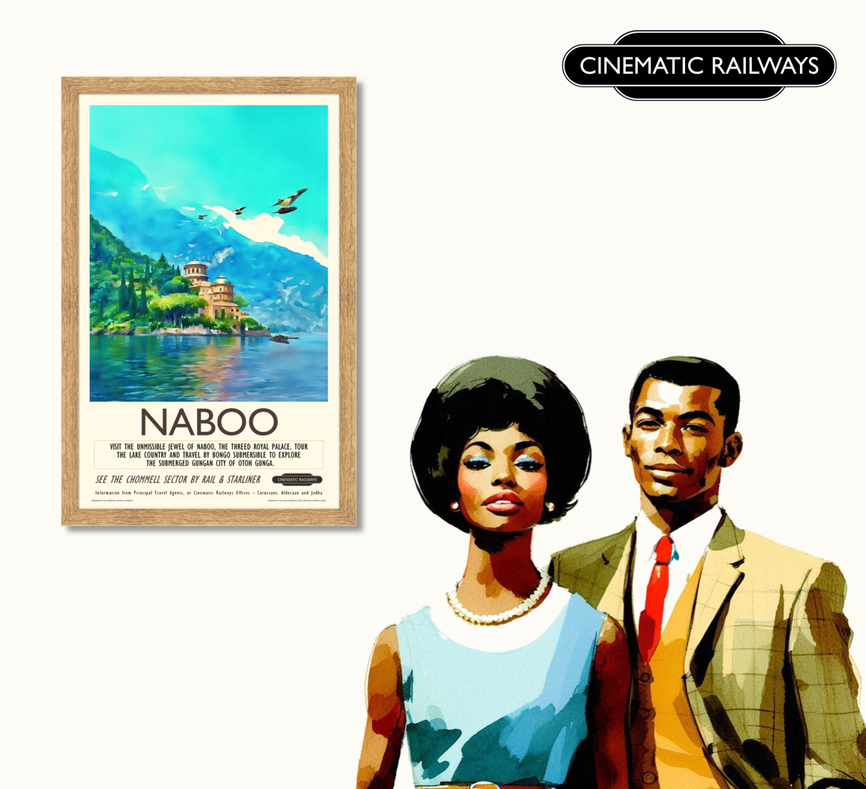Naboo - a vintage travel poster inspired by your favourite film / movie - Cinematic Railways