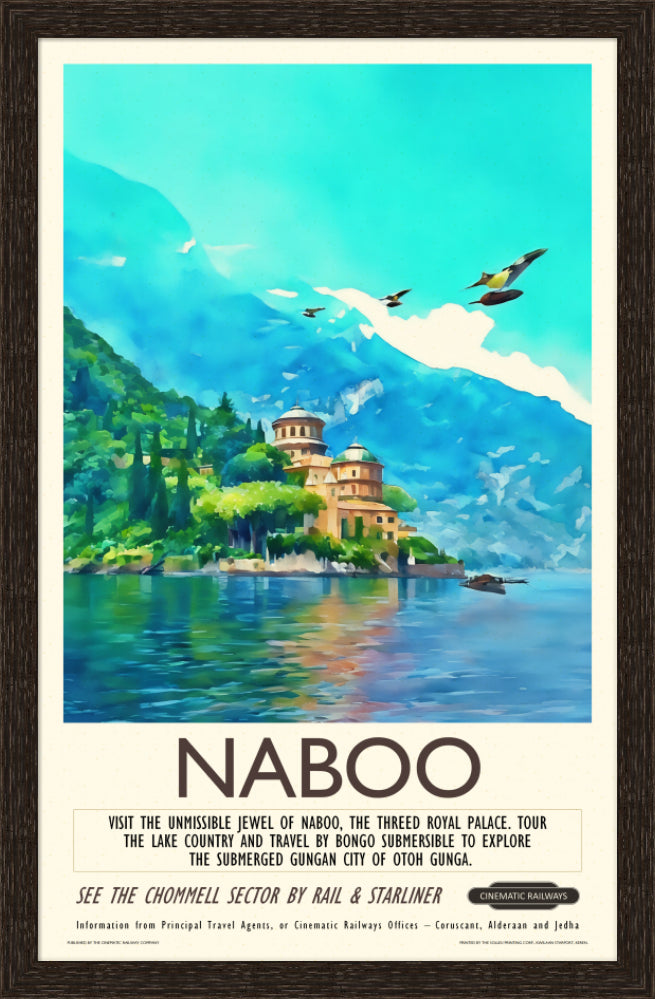 Naboo - a vintage travel poster inspired by your favourite film / movie - Cinematic Railways