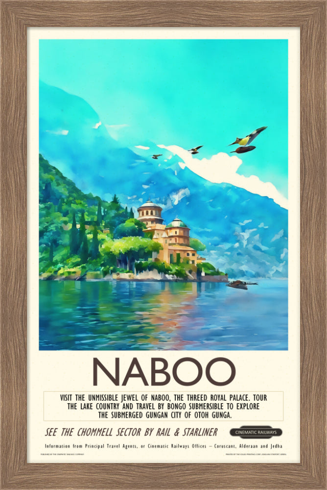 Naboo - a vintage travel poster inspired by your favourite film / movie - Cinematic Railways