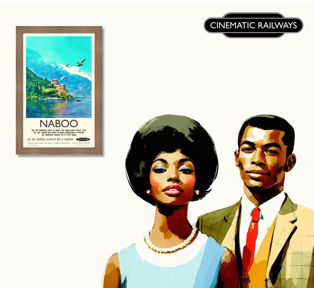 Naboo - a vintage travel poster inspired by your favourite film / movie - Cinematic Railways