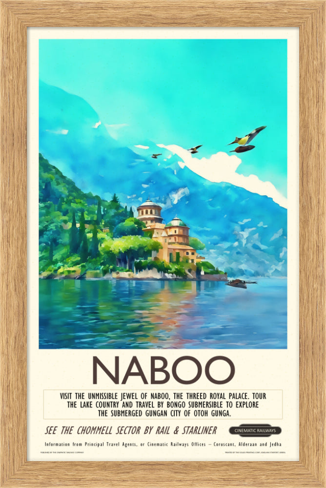 Naboo - a vintage travel poster inspired by your favourite film / movie - Cinematic Railways