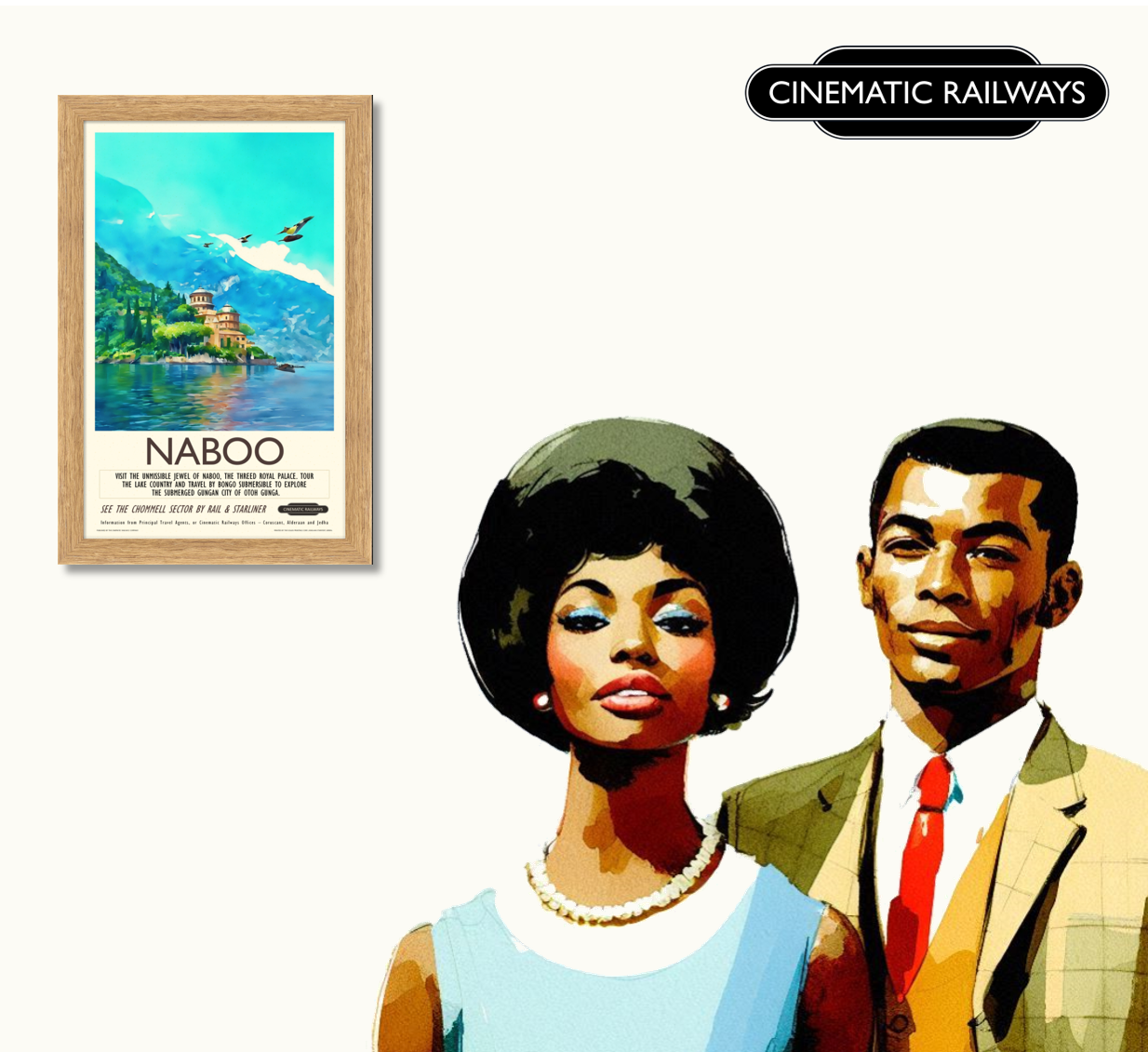Naboo - a vintage travel poster inspired by your favourite film / movie - Cinematic Railways