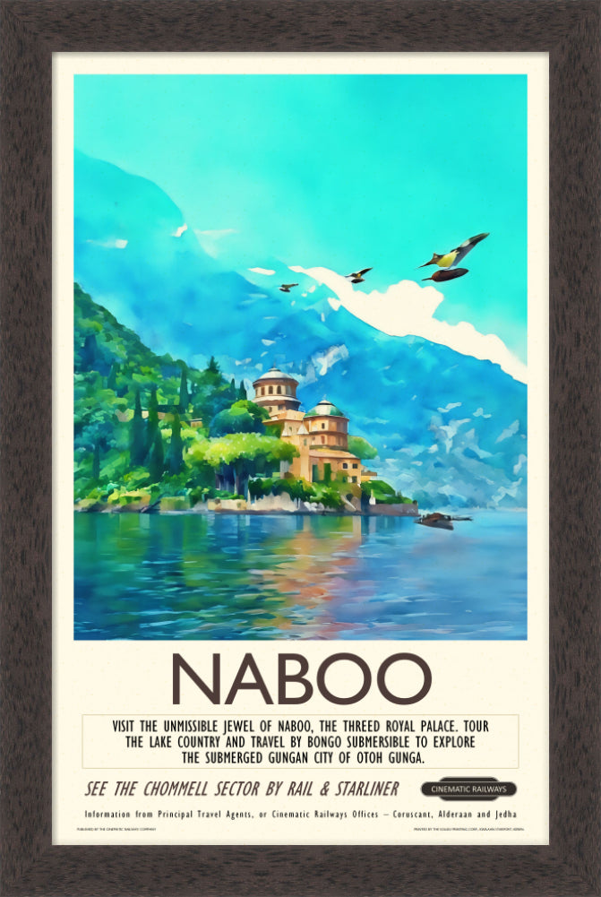 Naboo - a vintage travel poster inspired by your favourite film / movie - Cinematic Railways