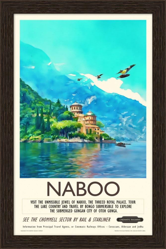 Naboo - a vintage travel poster inspired by your favourite film / movie - Cinematic Railways
