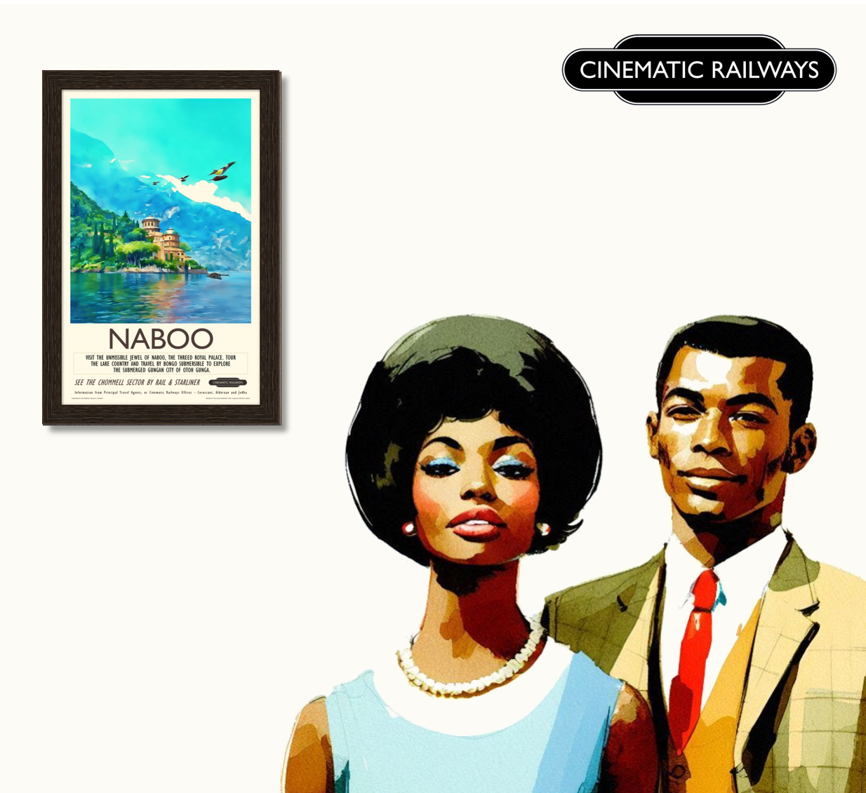 Naboo - a vintage travel poster inspired by your favourite film / movie - Cinematic Railways