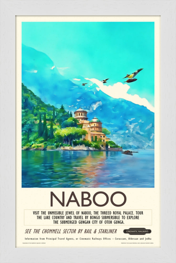 Naboo - a vintage travel poster inspired by your favourite film / movie - Cinematic Railways