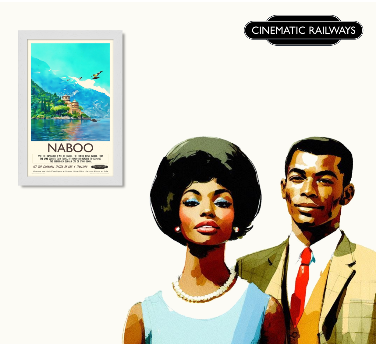 Naboo - a vintage travel poster inspired by your favourite film / movie - Cinematic Railways