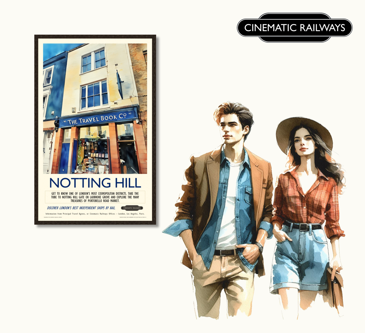 Notting Hill  - a vintage travel poster inspired by your favourite film / movie - Cinematic Railways