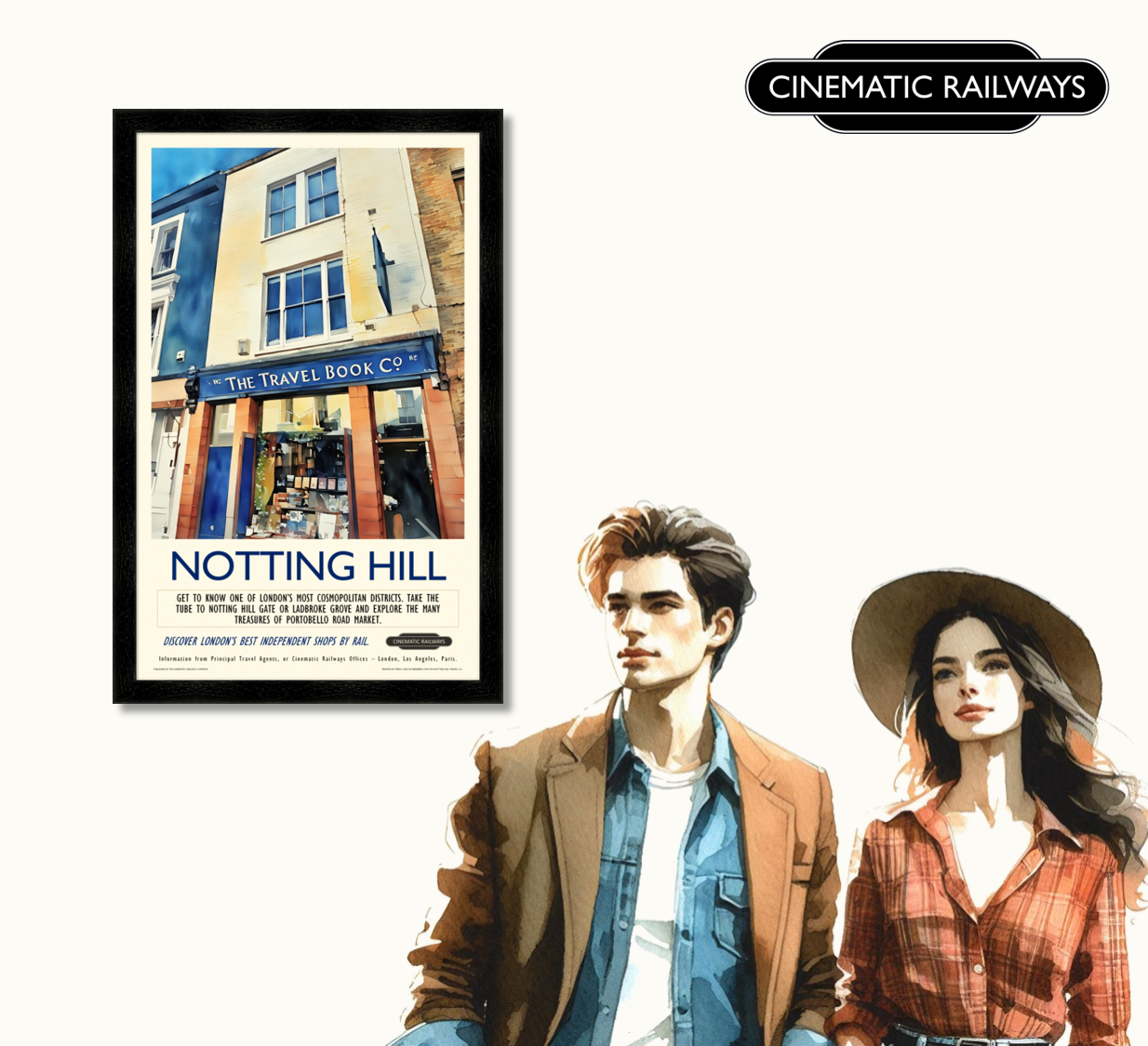 Notting Hill  - a vintage travel poster inspired by your favourite film / movie - Cinematic Railways