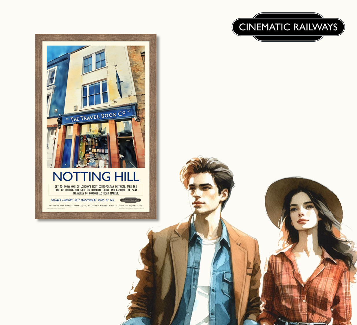 Notting Hill  - a vintage travel poster inspired by your favourite film / movie - Cinematic Railways